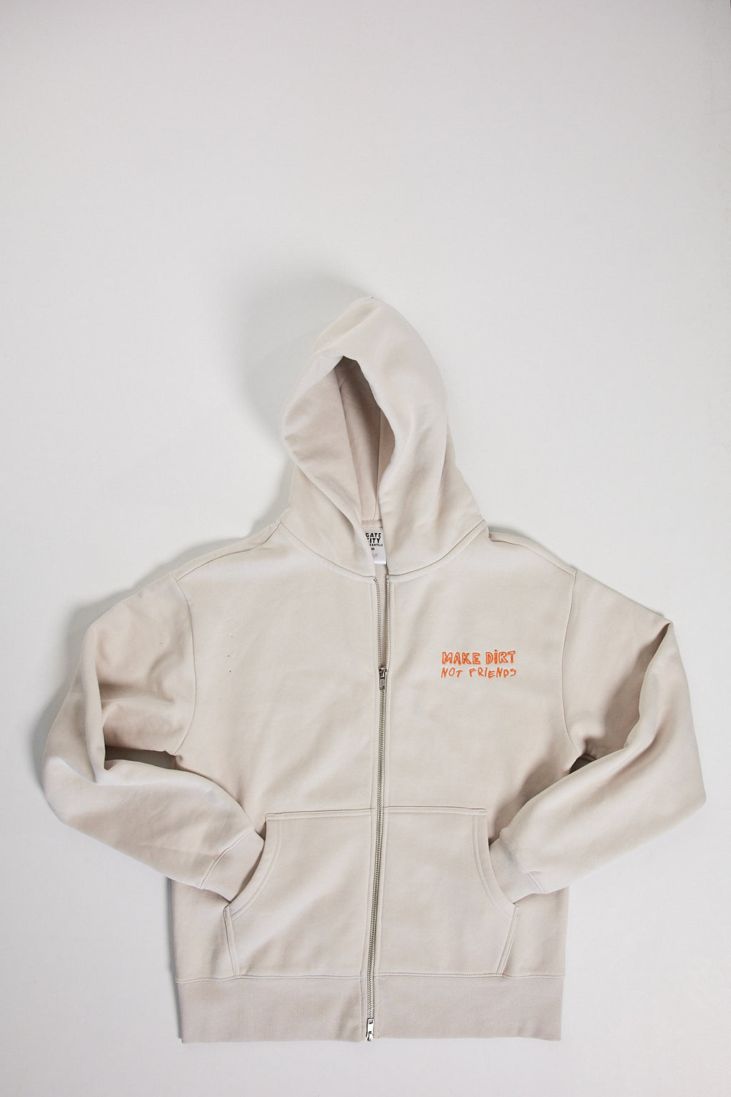 MAKE DIRT, NOT FRIENDS HEAVY ZIP HOODIE